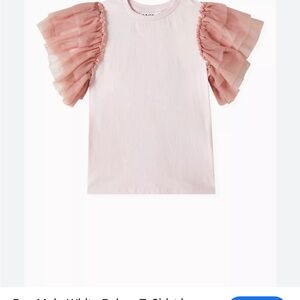 Molo Pale Pink Tee with Dusky Rose Tulle Ruffle Sleeves